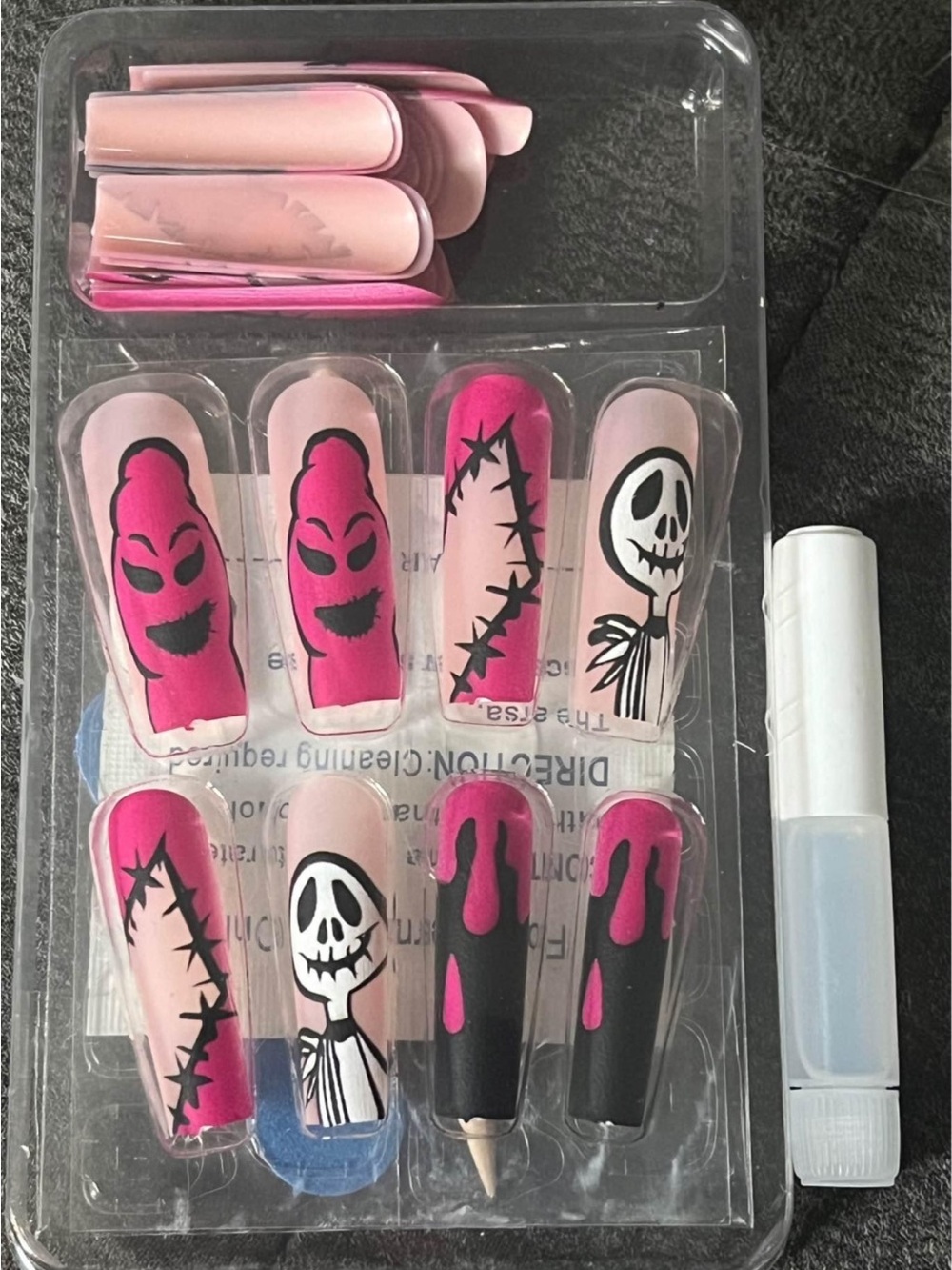 Nightmare before Christmas, jack and oogie boogie glue on nails